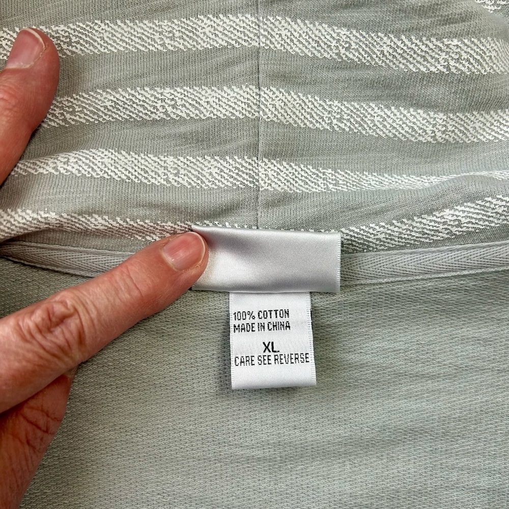 NEW Casual Striped Zip-Up Hoodie, XL, 3/4 Length Sleeves with Rollup Option - Picture 10 of 11